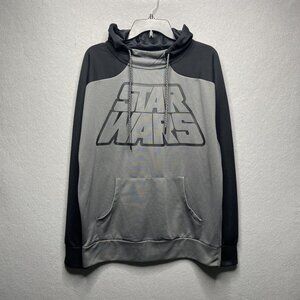 Star Wars Mens Hoodie Sweatshirt M Gray & Black Pullover With Front Pocket